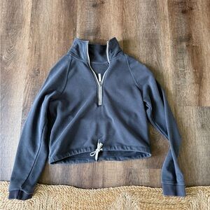 Vuori Gray Blue Half-Zip Cowl Sweater